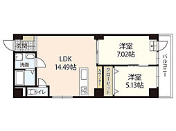 ネットビル10 3階2LDKの間取り