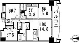 クレスト段原 12階4LDKの間取り