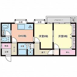 川端ビル 2DKの間取図画像