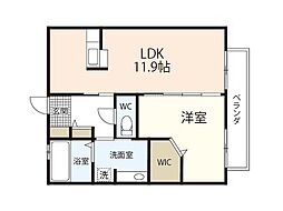 コーラル 1階1LDKの間取り