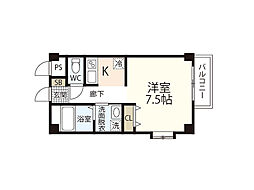 コーポN 3階ワンルームの間取り