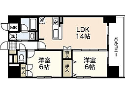 ウイング宝町サード 18階2LDKの間取り