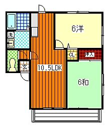 サンフラワー 2階2LDKの間取り