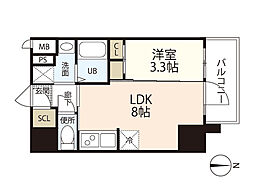 I-STAGE住吉町 8階1LDKの間取り
