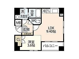 サントーマス横川 3階1LDKの間取り