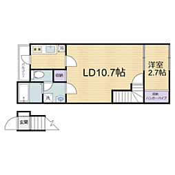 リバーノース庚午 3階1LDKの間取り