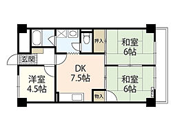 リラティブ古江 3階3DKの間取り