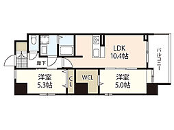 NSP BUILDING HEIWAODORI 9階2LDKの間取り