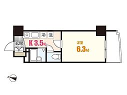 グランドール西原 1Kの間取図画像