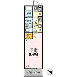 ラ・メゾンNK 1Kの間取図画像
