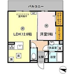 広島市安佐南区西原8丁目アパート 1LDKの間取図画像