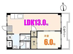 第2コーポ佐々木 1LDKの間取図画像
