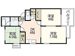 カーサ井口A 3DKの間取図画像