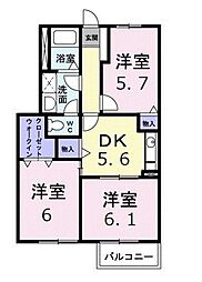 イーストヒルズ 3DKの間取図画像