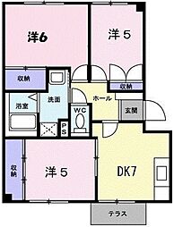 タウンヒルズN 3DKの間取図画像