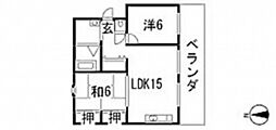 セントラル庚午 2LDKの間取図画像