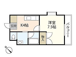 菖蒲池コーポ 1Kの間取図画像