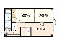 平稲ビル 2LDKの間取図画像