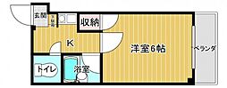 祇園ラフィーネ 1Kの間取図画像