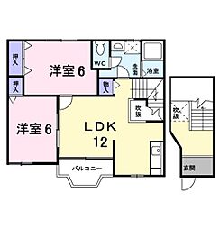 クレストール古谷 2LDKの間取図画像