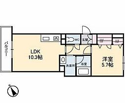 アヴニール五日市中央 1LDKの間取図画像