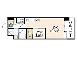 桜橋パーク 1LDKの間取図画像