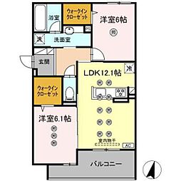 フィオーレ 2LDKの間取図画像