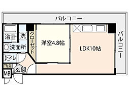 オプレ横川 1LDKの間取図画像