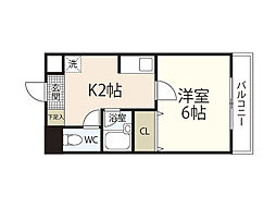 安本第2ビル 1Kの間取図画像