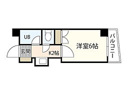 ウエストウッド2 1Kの間取図画像