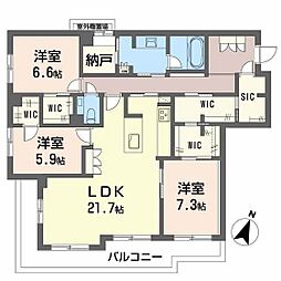 ピアヌーラ翠 3LDKの間取図画像