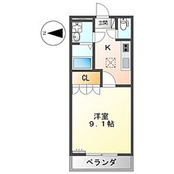ハッピーキャニオン 1Kの間取図画像