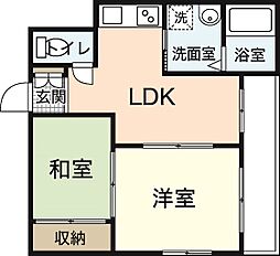 鷹ノ橋マンション 2LDKの間取図画像