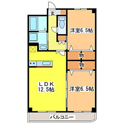 アメニティ御薗宇壱番館 2LDKの間取図画像