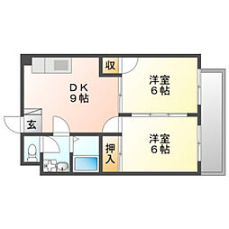 セントヒルズ和庄 2DKの間取図画像