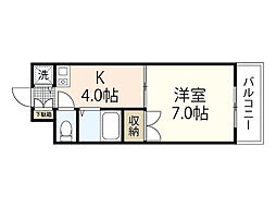 CASADESOL己斐 1Kの間取図画像