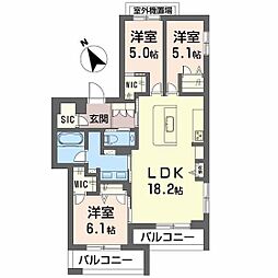 ペルル段原南 3LDKの間取図画像