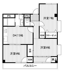 イーグル 3DKの間取図画像