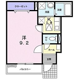 ベルカーナ 1Kの間取図画像