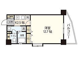 グランディール段原 1Kの間取図画像