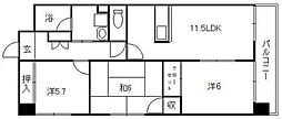 プレシユ牛田 3LDKの間取図画像