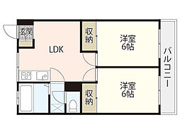 幸山ビル 2LDKの間取図画像