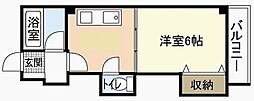 メゾン弥山 1DKの間取図画像