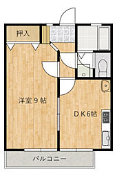 カサベルデ阿品 1DKの間取図画像