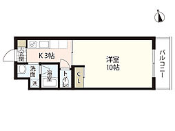 リバーハイム古市 1Kの間取図画像