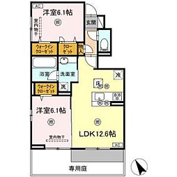 MIYABIN 2LDKの間取図画像
