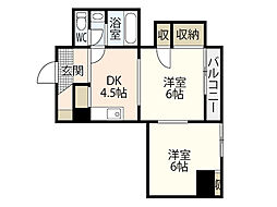 宇品川手ビル 2DKの間取図画像