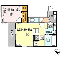 レグルス曙 1LDKの間取図画像