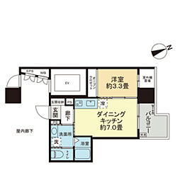 ザ・ライオンズフォーシア鉄砲町 1DKの間取図画像