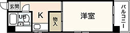 クレインリバーサイド 2階1Kの間取り